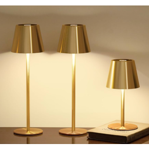 3 Pack Cordless Table Lamp, Portable Battery Operated Lamp with 3 Color Temps and Step less Dimming, Rechargeable Table Lamp for Dinner, Desk, Café, Outdoor (Brushed Gold)