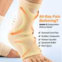 Low-Profile Ankle Braces for Women & Men, Customizable Ankle Compression Sleeve w/Wide Strap, Foot Support Wrap for Plantar Fasciitis Pain Relief, Achilles Tendonitis, Sprain, Beige, 1 Pair, L