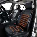 Winter Car Seat Cushion Leather Seat Covers for Full Back and Seat Universal for Car Truck SUV Driver & Passenger Seat, Black&Red