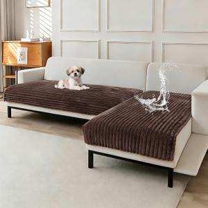 Waterproof Couch Cover for Dogs, Sofa Covers Washable & Non-Slip, Soft Dog Bed Blanket Protector for Sectional, Loveseat, Living Room Furniture (Coffee, 35.43"x 70.9" 1 Pack)