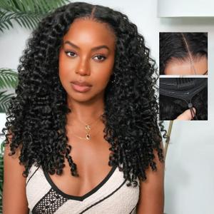 7x5 Burmese Curly Glueless Wigs Human Hair Pre Plucked Pre Cut 7x5 HD Lace Front Wigs Human Hair Glueless Wear and Go Adjustable Drawstring Wig Natural Hairline 24 Inch 220 Density