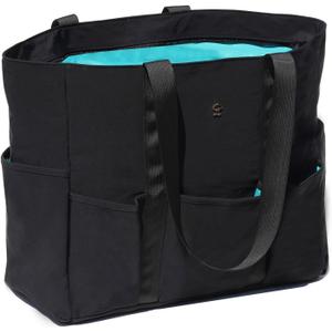 ESVAN Utility Tote Bag Weekender Duffle Bag with 13 Pockets - Perfect for Travel, Work, Gym, Beach, Teachers, and Nurses (Black)