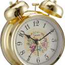 4" Loud Alarm Twin Bell Alarm Clock, Night Light, Desk Clock Table Alarm Clock Bedroom Alarm Clock(Golden Rural)