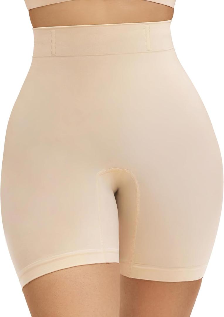 SHAPERX Tummy Control Underwear for Women  Mid-Waisted Seamless Shapewear Shorts Anti-Rolling Body Shaper Under Dresses (3XL, Beige)