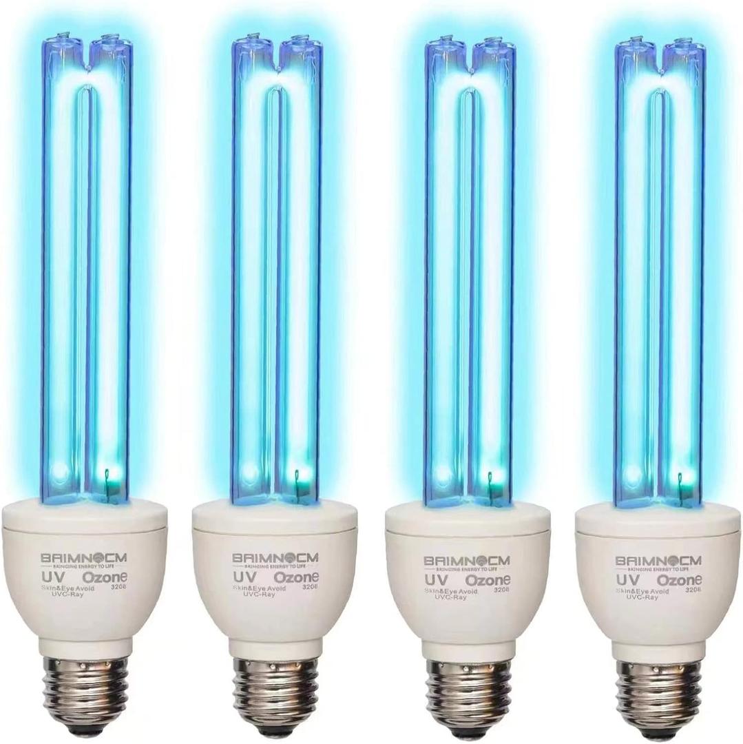 BAIMNOCM 4 Pack 25 Watt UV Light Bulb with Ozone, UVC Lamp, 185nm/254nm lamp for Home E26 Base 4 Count