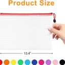 100Pack Mesh Zipper Pouch Bags, Waterproof A4 Letter Size Document Zipper Pouches for Storage, Teacher School, Toys, Puzzle, Office, 10 Colors