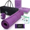 NOLAVA Yoga Mats & Complete Sets - TPE, Non-Slip, Eco-Friendly - Includes Mat, Blocks, Strap, & More (6pc set) - For Pilates, Yoga & Fitness, PURPLE SET