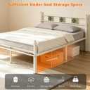 Full Metal Bed Frame with Ceramic Tile Decor Headboard