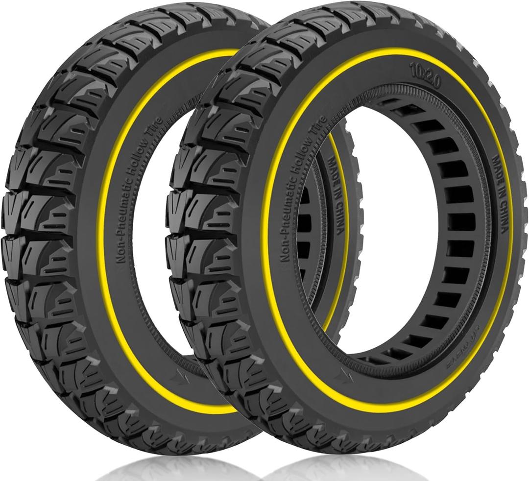 10x2.0 Off road Solid tire, Replaceable 10x2/54-152 10x2.125 OEM Tires, Fit for TurboAnt X7 Pro X7 Max Gotrax G4 G Max Ultra Electric Scooter, 10 Inch Front Rear Tubeless Tire Yellow 2pcs