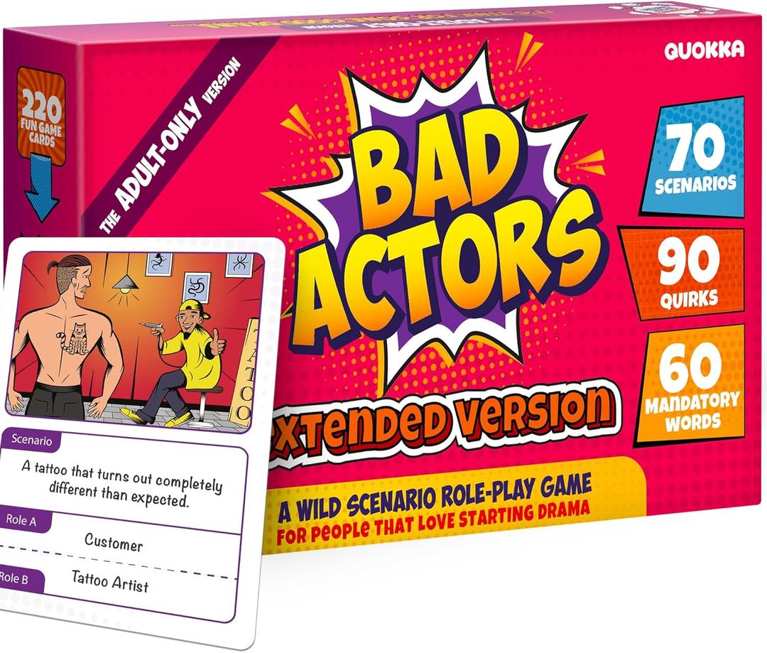 QUOKKA Charades & Guessing Game for Adults - 120 Hilarious Scenarios & Quirk Cards | Perfect for Adult Game Night, Parties, Gifts & Reunions | Extended Pack