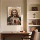 KBCXOY Sacred Heart of Jesus Canvas Print Vintage Catholic Jesus Wall Art