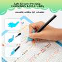 2 x Magic Grooved Writing Practice Books for Kids with Disappearing Ink Pens Grips, Reusable Handwriting Workbooks 6 Pcs, Letter Tracing Copybook for Kindergarten Ages 3-8