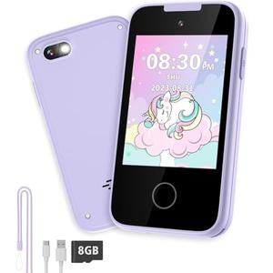 Kids Smart Phone Toy for 3 4 5 6 Year Old, Touchscreen Kids Phone Dual Camera with Music Flashlight Games Alarm Alphabet Learning Toys Christmas Birthday Gifts for Girls Ages 3-6 with SD Card Purple