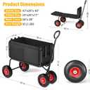 3 in 1 Beach Fishing Cart, Heavy Duty Garden Carts w/All Terrain Inflatable Tires, Folding Wagon Cart, Convert to Chair or Bench with Cushion, Rod Holders and Durable Oxford Bag