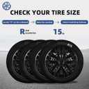 15 Inch Gloss Black Sporty 10-Spoke Design Universal Wheel Covers Hubcaps for Steel Wheels, Set of 4, Patented Adjustable Snap-On Design, Tool-Free Install