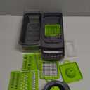 Vegetable Chopper Dicer with Container | Cheese Grater Mandoline Slicer Cabbage Shredder French Fry Cutter Stainless Steel for Veggie Onion Potato Fruit Food, Manual Hand Cooking Gadget for Kitchen (8 Blades, Gray)