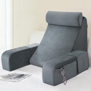 ENITYA Reading Pillow for Sitting in Bed Adult, Back Pillow for Bed Sitting up, Backrest Cushion for Lounging/Reading/Gaming/Resting/Watching TV, Bedrest, Couch or Floor, Medium 19"(Grey)