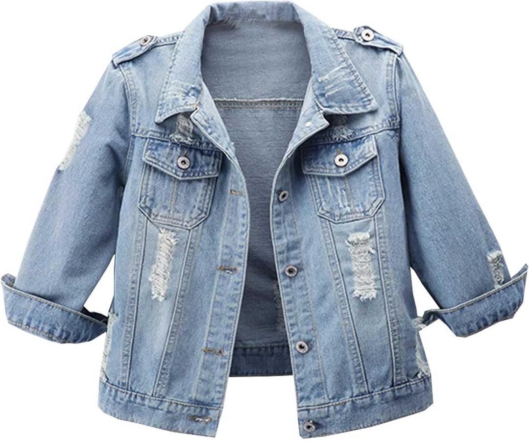 Hixiaohe Women Autumn 3/4 Sleeve Retro Short Denim Jackets Light Blue Jean Coats (XX-Large)