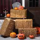 Suzile 4 Pcs Halloween Decorative Straw Bale, 24 x 12 x 12 Inches Foldable Hay Bales Decoration, Easy to Handle Reusable Fake Hay Stacks Waterproof for Indoor Outdoor Halloween Parties Photo Props