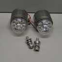 2PCS 17 LED Dual Function Watermelon Double Face Light Amber Red LED Clear Lens with Reflector, 3.5" Dual Face Round LED Turn Signal Fender Lights, Chrome Double Face Auxiliary Pedestal Lights