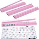 Mahjong Racks with Pushers, Pink Wooden American Mahjong Tile Pushers and Racks Set of 4, with White Printed Mahjong Racks Drawstring Bag, Mahjong Accessories (19.68 Inches), 19.68 inches x 2.55 inches x 1.06 inches