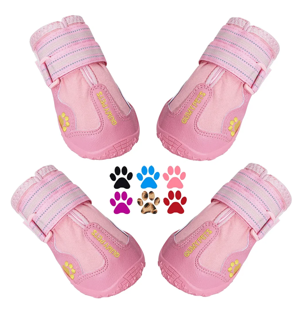 QUMY Dog Shoes for Large Dogs, Medium Dog Boots & Paw Protectors for Winter Snowy Day, Summer Hot Pavement, Water-Resistant in Rainy Weather, Outdoor Walking, Indoor Hardfloors Skid-Resistant Sole, Size 5