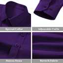 BEILU Stretch Mens Slim Fit Dress Shirts Formal Long Sleeve Button Down Shirts (Purple, L)