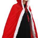 Blulu Christmas Cloak Santa Claus Cloak Velvet Hooded Cape Costume for Women