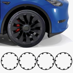 Rim Protector for Tesla Model Y 20202024, 21 Inch berturbine Wheel Covers, ABS Trim Rings, Hubcap Guards for Model Y Exterior Accessories Matte Black(Set of 4)