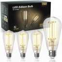 TJOY Edison Light Bulbs 60W Equivalent, Dimmable Vintage LED Light Bulbs, E26 Medium Base, Warm White 2700K, ST58, 8W, 800LM, 80+ CRI, Antique Decorative LED Filament, Clear Glass, 3 Pack