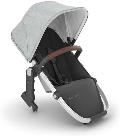 UPPAbaby RumbleSeat V2+ Second Lower Seat/Compatible with Vista V2 and Vista V3 / Adapters, Bumper Bar, Bug Shield Included/Stella (Grey Brushed Mélange/Silver Frame/Chestnut Leather)