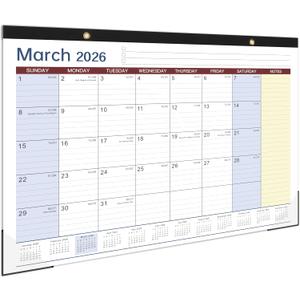 Desk Calendar 2026-2027 - 17" x 12" Desk Calendar 2026-2027, Mar. 2026 - Aug. 2027, Desk Pad Calendar, Desk/Wall Calendar 2-in-1 with Notes, Corner Protector, Blocks (Yellow)