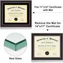 14x17 Diploma Frames 11x14 with Black Mat - Walnut Wood Finish | Shatter-Resistant Glass | for Wall Mounting | Gift for Graduations & Professional Certificate (1 Pack)