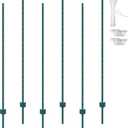 VEVOR 6 Feet U-Channel Metal Fence Post, 6 Pack With 24 Zip Ties & 12 Clips, Sturdy Steel Stakes for Garden Yard, Lawn, Farms and Outdoor Wire Fencing, Green