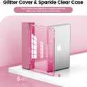 INFILAND Case for iPad 6th/5th Generation 9.7 Inch 2018/2017, iPad Air 2 Cute Glitter Clear Protective Cover for Kids, Girls, Woman, with Pencil Holder (Pink)
