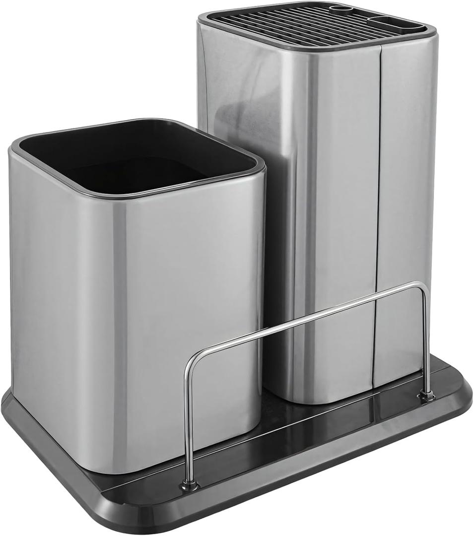 Slot Stainless Steel Knife Block With Drainage, Removable Base For Easy Maintenance