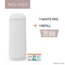 Diaper Genie Essence Pail, White with 18 Easy Roll Refill Bags