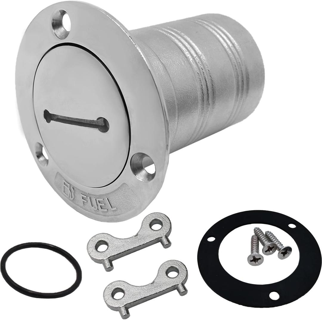 YANYUCB Boat Deck Fuel/Gas/Water/Diesel/Waste Filler(1-1/2 inch,2inch),316 Stainless Steel Deck Filler with Key/Keyless Cap,Marine Fuel Tank Filler Neck,Boat Deck Hardware for Boat Yacht