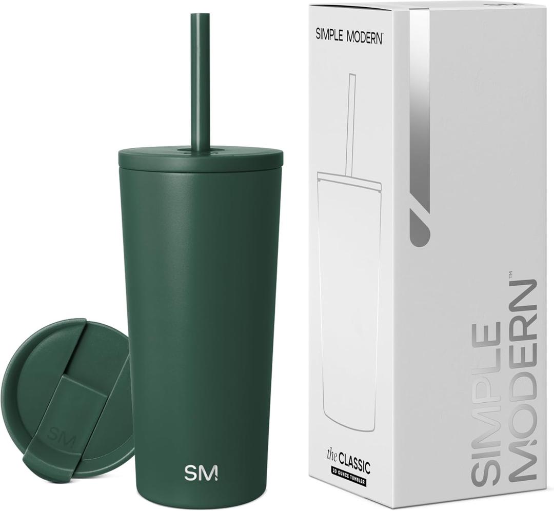 Simple Modern Insulated Tumbler with Lid and Straw | Iced Coffee Cup Reusable Stainless Steel Water Bottle Travel Mug | Gifts for Women Men Her Him | Classic Collection | 24oz 