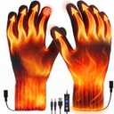 USB Heated Gloves for Women Men, Winter Gloves Full Finger Hand Warmers Gloves 3 Levels Temperature Adjustable Fast Heating Electric Heated Gloves for Outdoor Skiing Cycling Hiking (Grey)