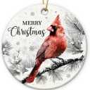 Red Cardinal Christmas Ornament 2025 - Cardinal Gifts for Women Man, Ceramic Bird Ornaments for Christmas Tree Decorations, Cardinals Decor Memorial Gift, Unique Animal Lover Gifts for Friends, Set of 6