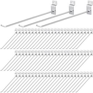 Moxweyeni 100 Pcs Heavy Duty Slatwall Panel Hooks Hanging Metal Slat Wall Hanging Hooks Silver Slat Wall Hanger Commercial Grade Slatwall Pegs Accessories for Shop Retail Display(10 Inch)