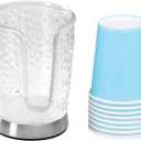 mDesign Plastic/Steel Compact Small Disposable Paper Cup Dispenser Storage Holder for Rinsing Cups on Bathroom Vanity Countertops - Rain Collection - Clear/Brushed