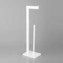 GERZWY SUS 304 Stainless Steel Toilet Paper Stand with Reserve, Free Standing Toilet Paper Holder, White