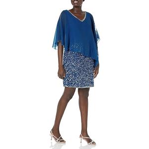 J Kara Women's Caplet Short Cocktail Beaded Dress, Size: 16