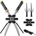 Spooktacular Creations Ninja Swords, Backpack Weapon Toy Set with Swords and Knives for Kids, Ninja Costume Accessories for Cosplay, Dress-up Party Black