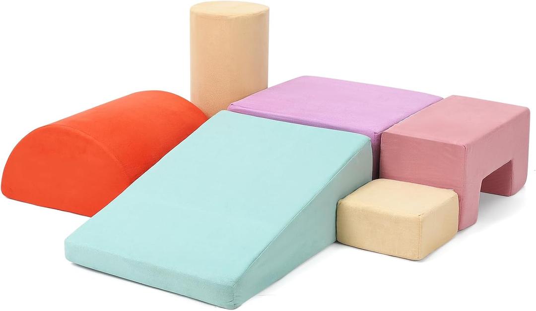 6 Pieces Soft Play Climbing for Toddlers  Indoor Foam Climber Playset for Crawling, Sliding & Active Play, Safe & Modular Design for Home & Daycare for Toddlers 1-3(Colorful)