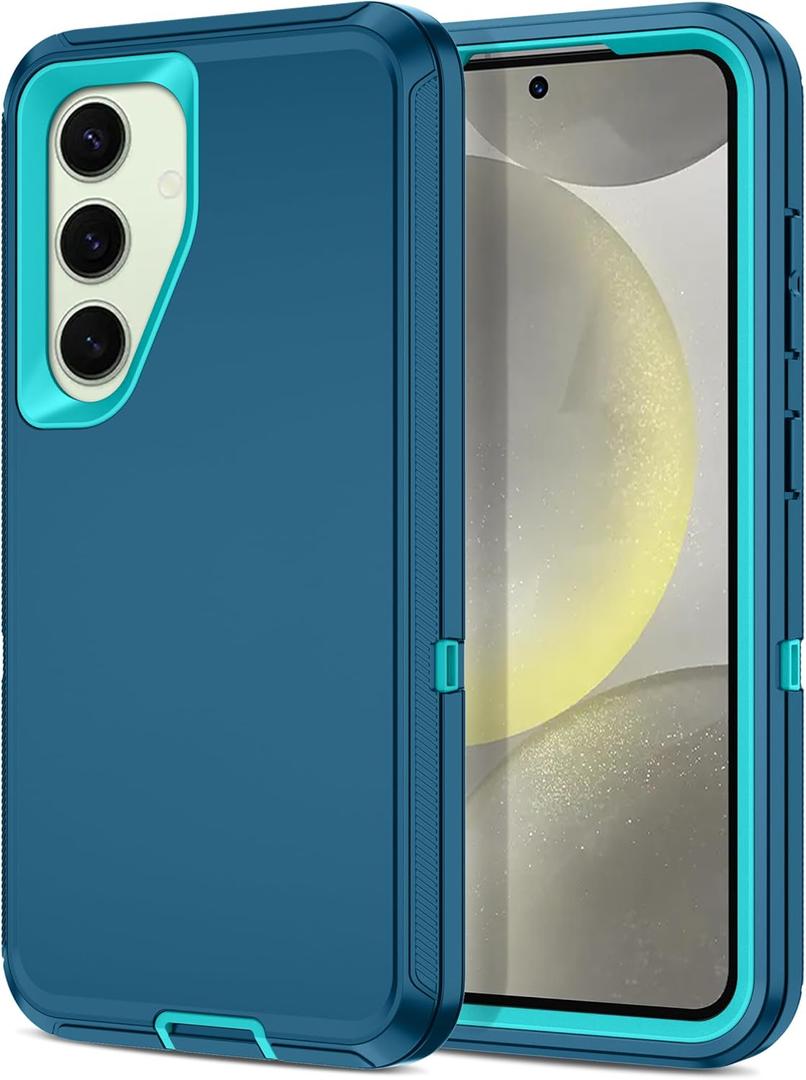 I-HONVA for Samsung Galaxy S24 Case,Galaxy S25 Case Shockproof Dust/Drop Proof 3-Layer Full Body Protection [Without Screen Protector] Rugged Heavy Duty Cover for Galaxy S24/S25,Turquoise