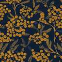 Boho Wallpaper Peel and Stick, Navy Blue/Gold Leaf Contact Paper 17.5in x 32.8ft for Kitchen, Vintage Dark Floral Vinyl Wall Paper Removable Waterproof Self Adhesive for Bathroom Bedroom Walls Cabinet
