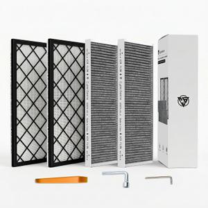 (4 Pack) HEPA Carbon Air Filter Kit Compatible with Tesla Model Y, Carbin Air Conditional Replacement with External Intake Activated Carbon 2020-2024/2025/2026 Juniper Accessories